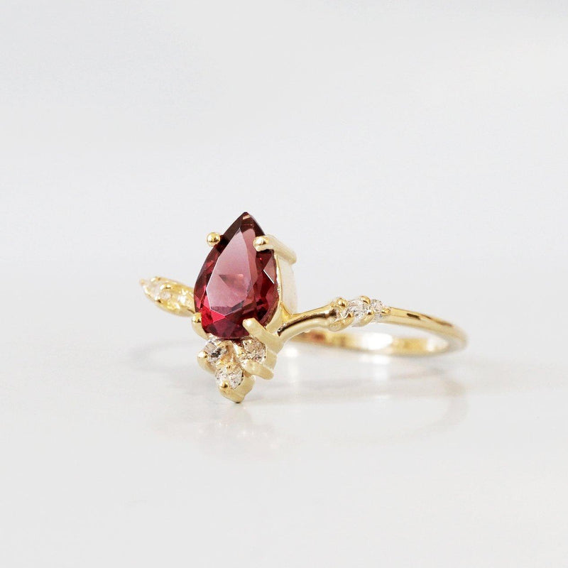 Garnet Blossom Ring Set - Tippy Taste Jewelry