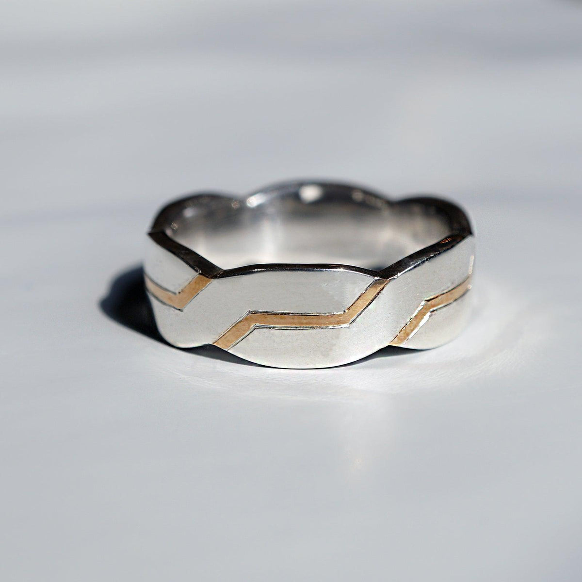 Silver/14K Zig Zag Ring, 7mm - Tippy Taste Jewelry