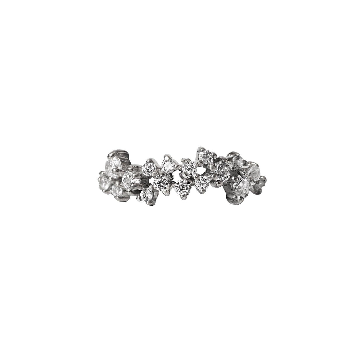 14K White Swan Cluster Ring - Tippy Taste Jewelry