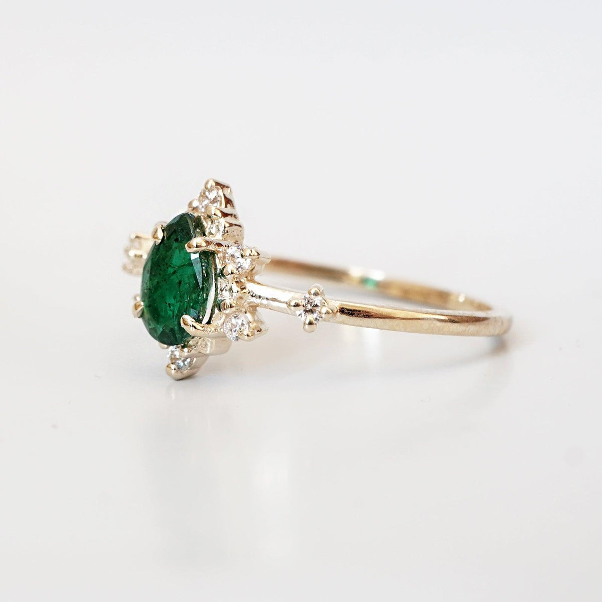 14K Emerald Diamond Crush Ring - Tippy Taste Jewelry