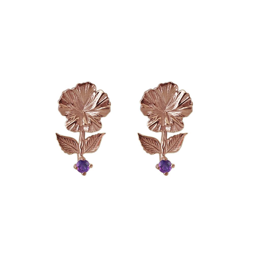14K February Violet Birth Flower Earrings - Tippy Taste Jewelry