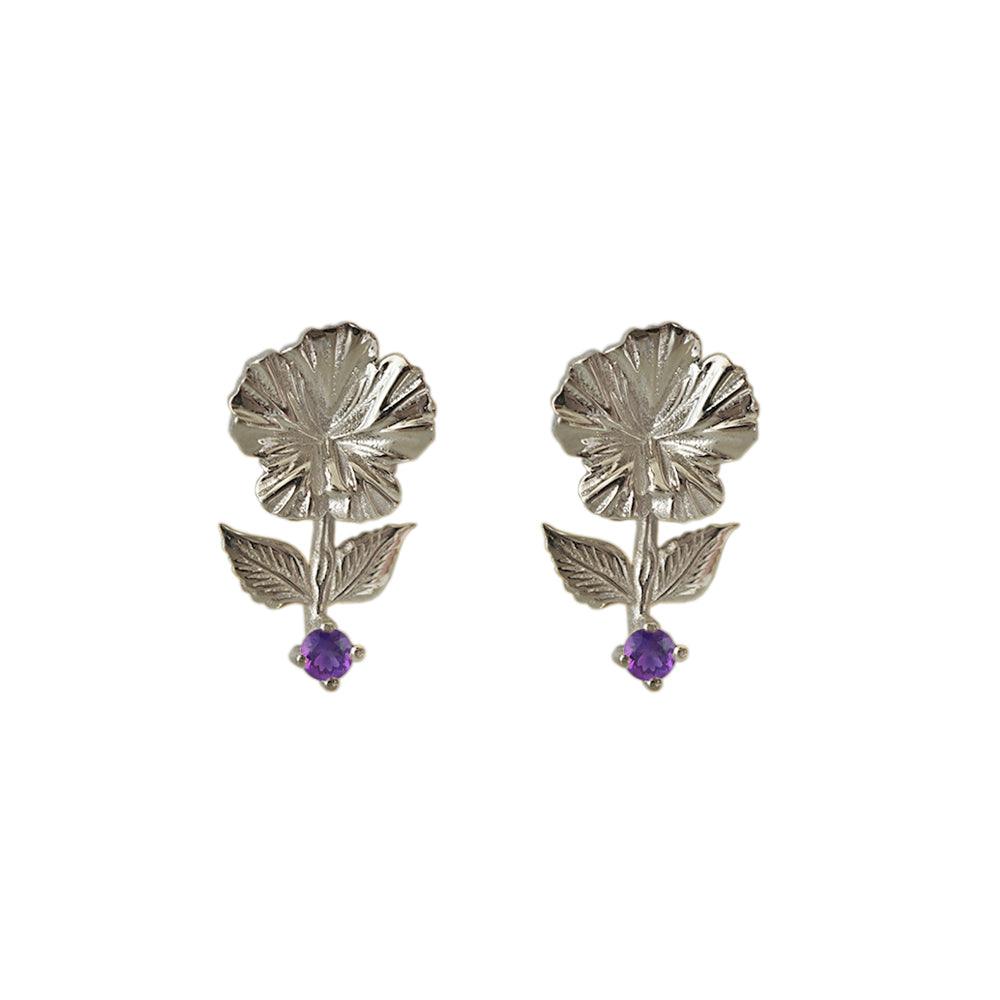 14K February Violet Birth Flower Earrings