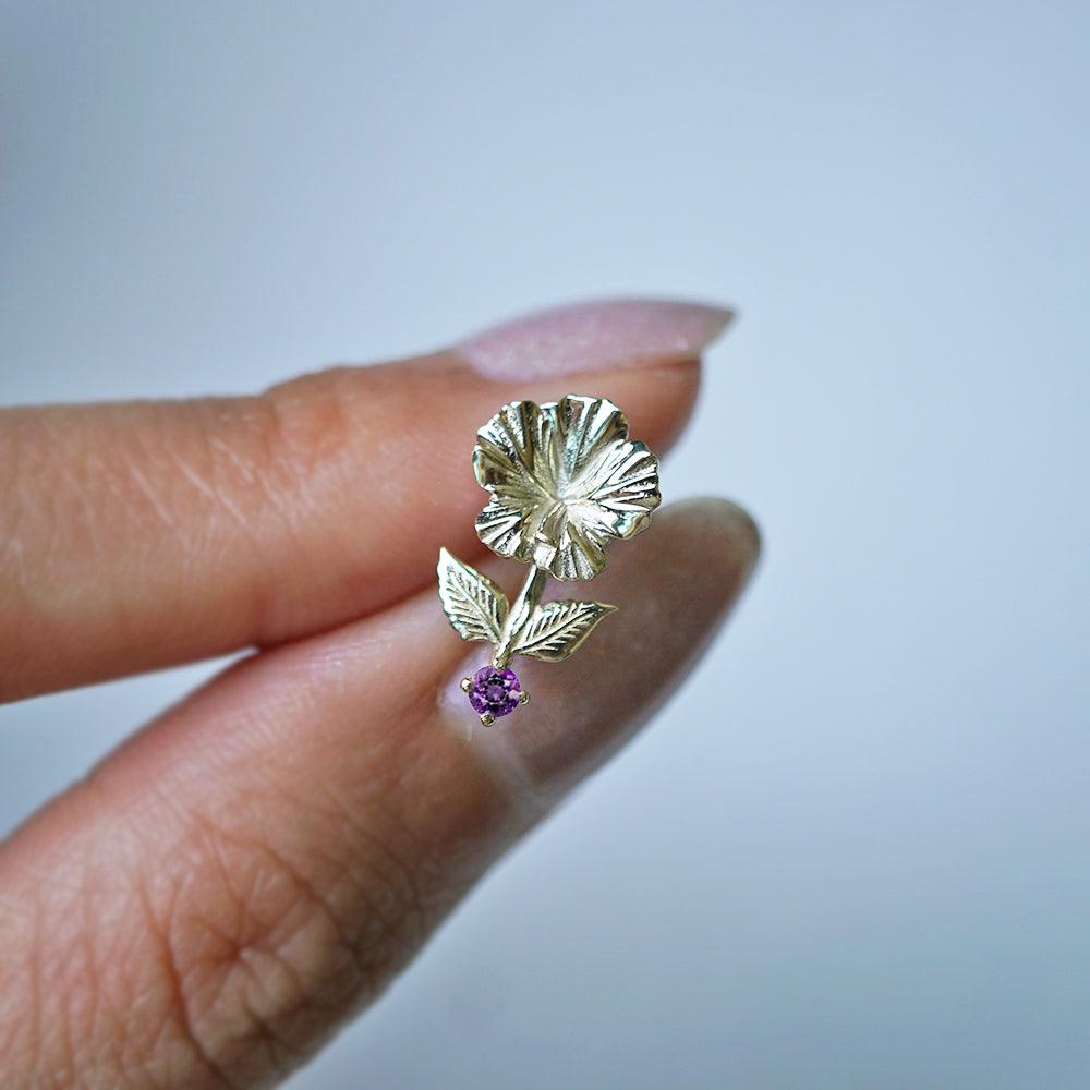 14K February Violet Birth Flower Earrings - Tippy Taste Jewelry