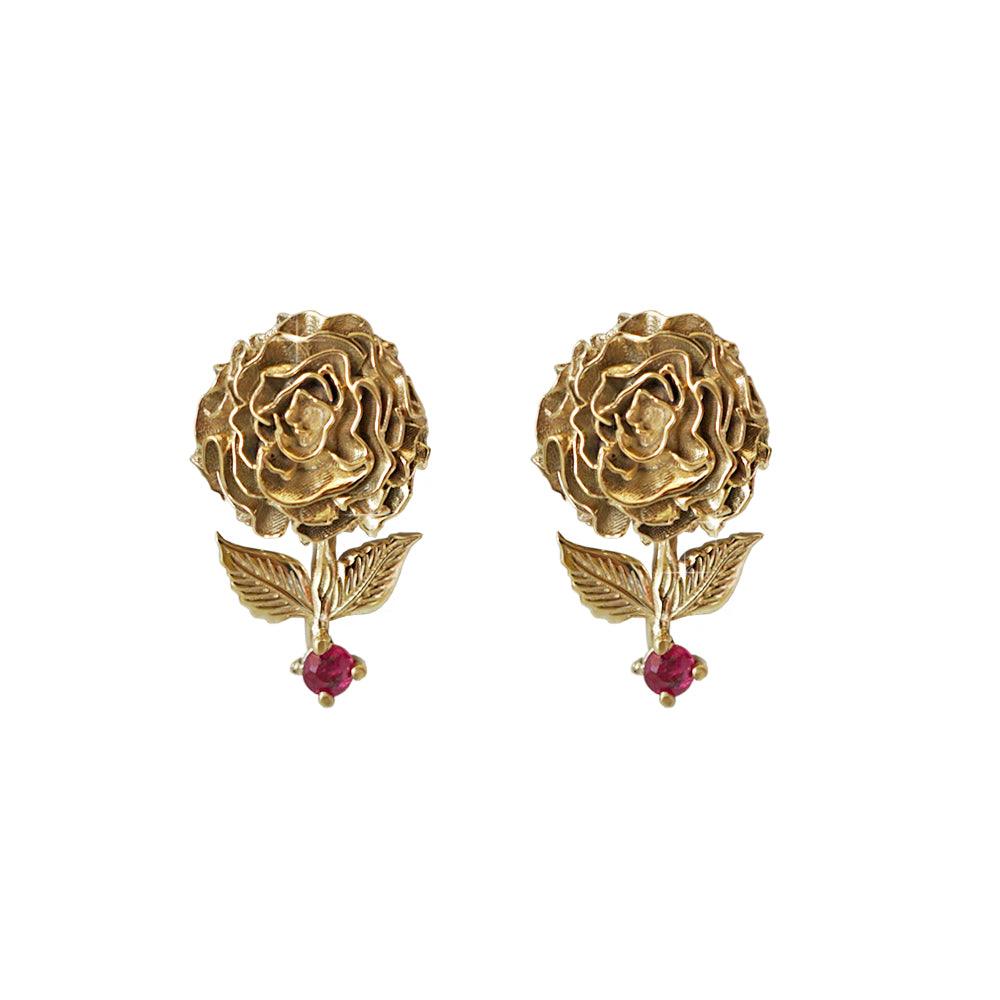 14K January Carnation Birth Flower Earrings - Tippy Taste Jewelry