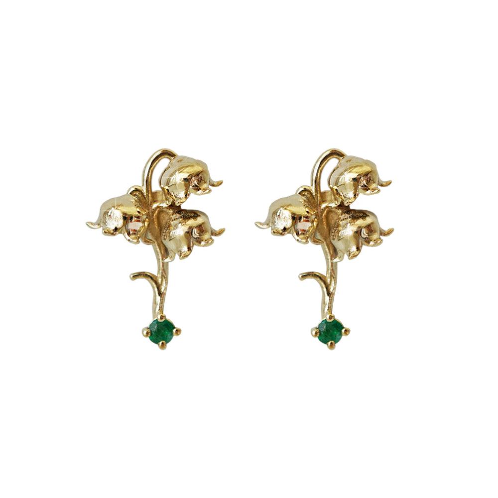 14K May Lily Birth Flower Earrings