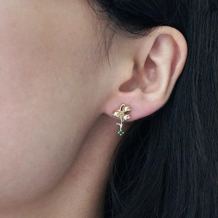 14K May Lily Birth Flower Earrings - Tippy Taste Jewelry