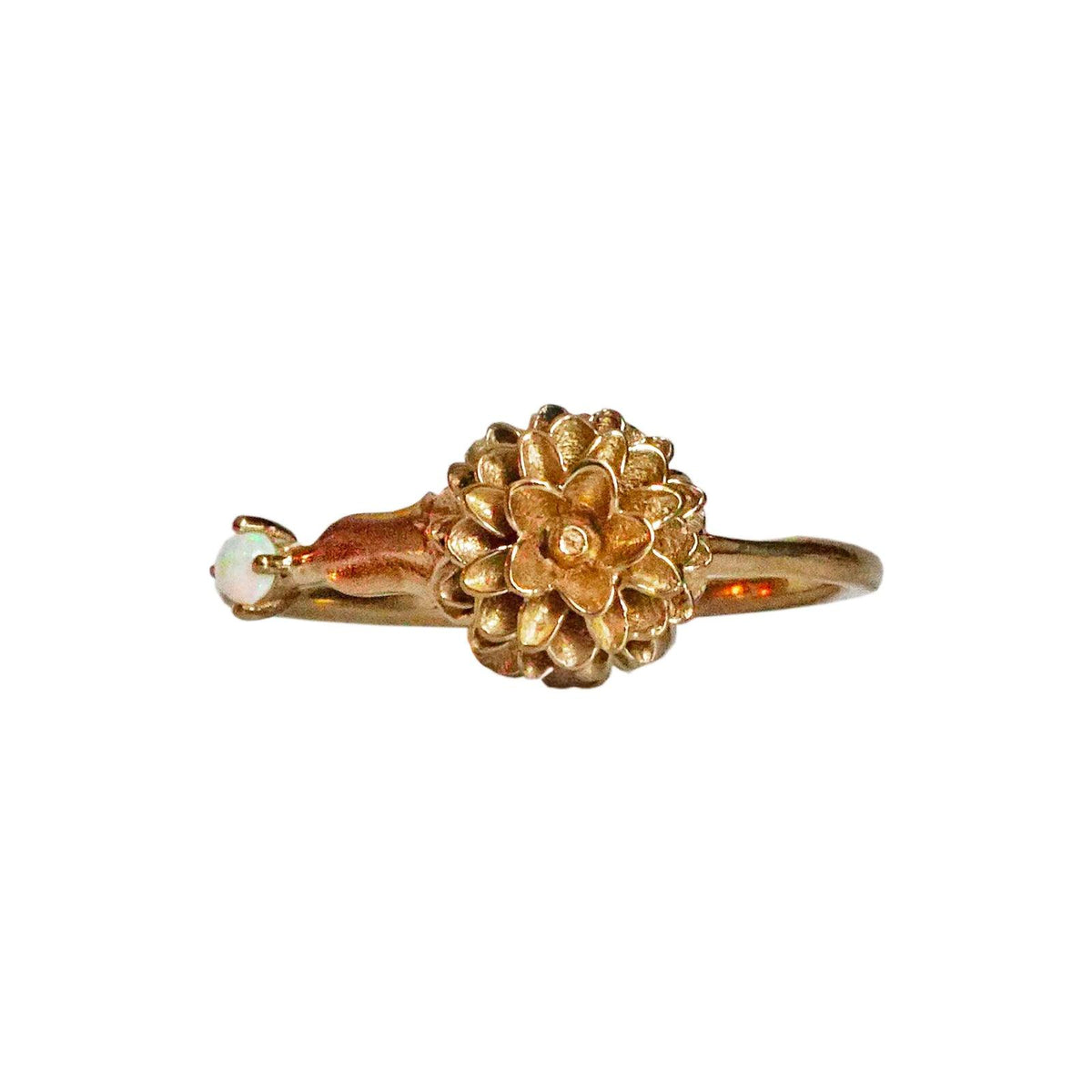 October birth flower ring in yellow gold