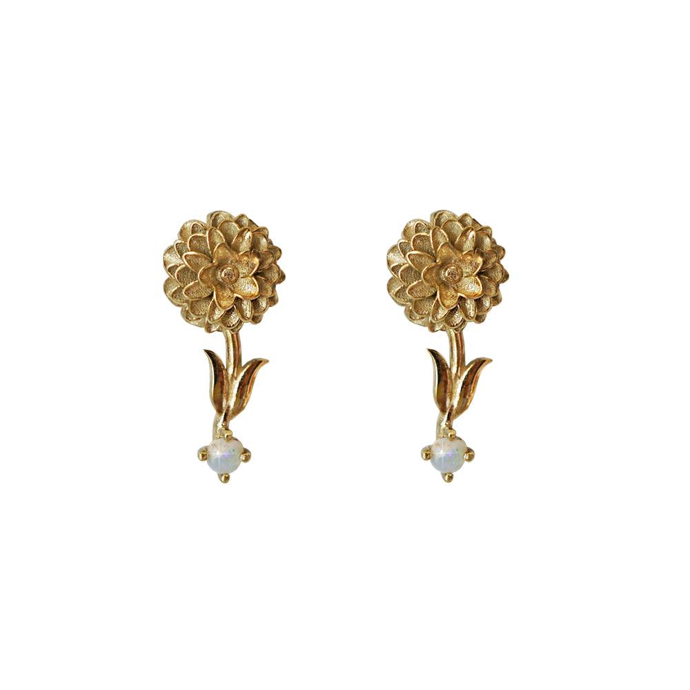 14K October Marigold Birth Flower Earrings - Tippy Taste Jewelry