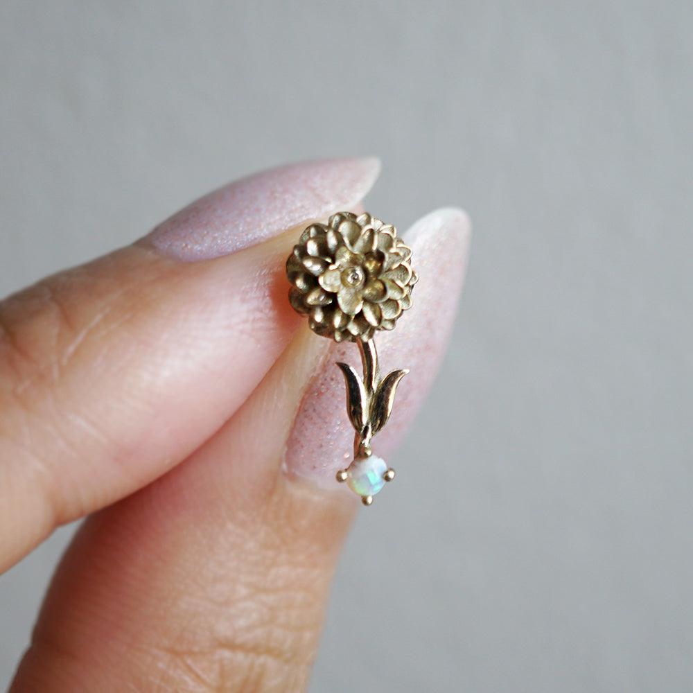 14K October Marigold Birth Flower Earrings - Tippy Taste Jewelry