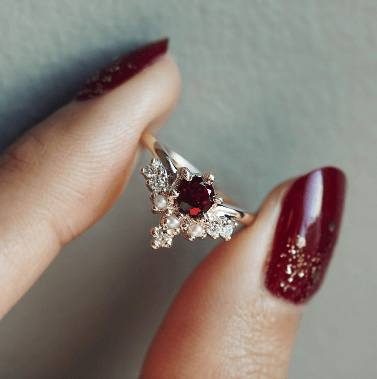 Angelic Garnet Pearl Ring