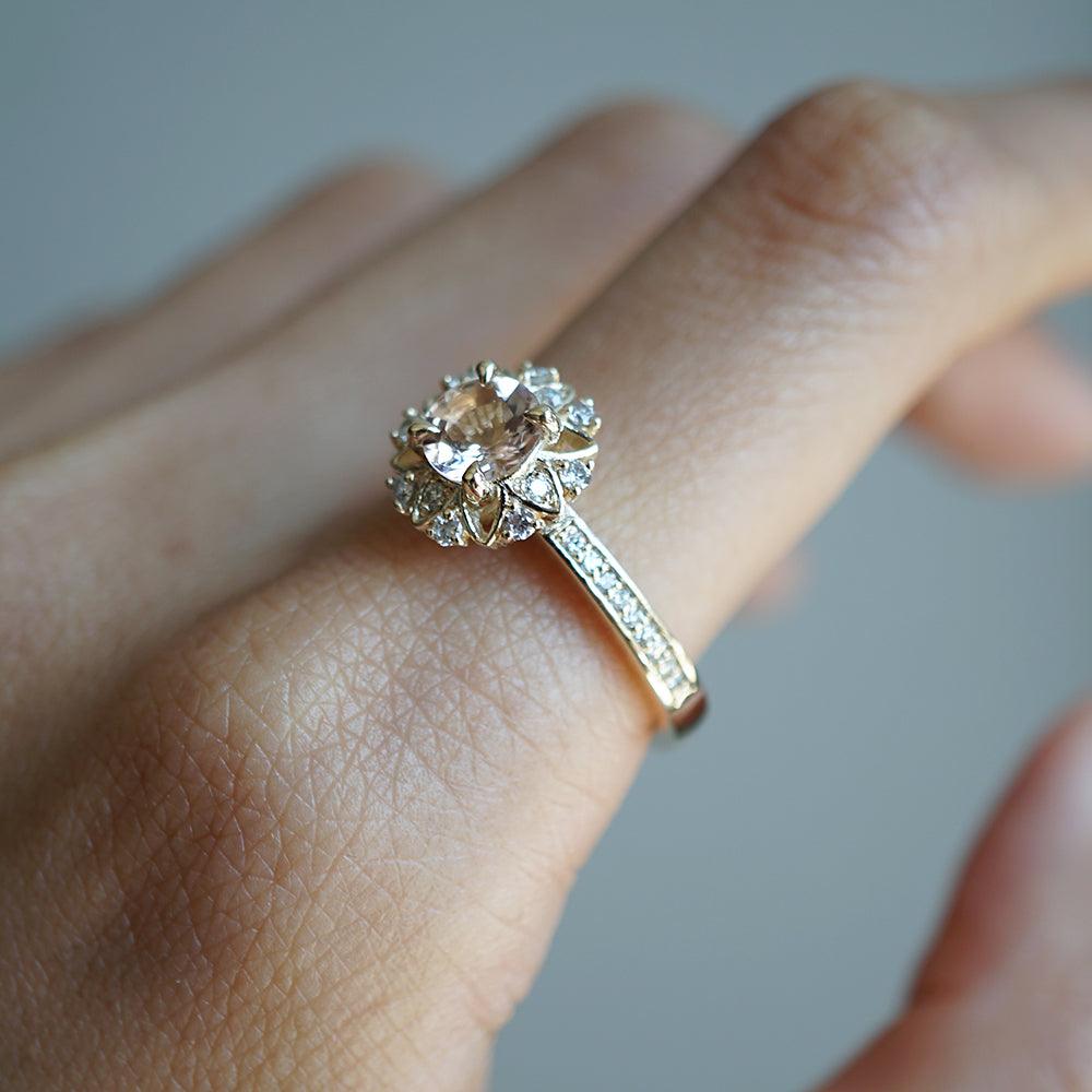 Alegra Morganite Diamond Ring in 14K and 18K Gold - Tippy Taste Jewelry