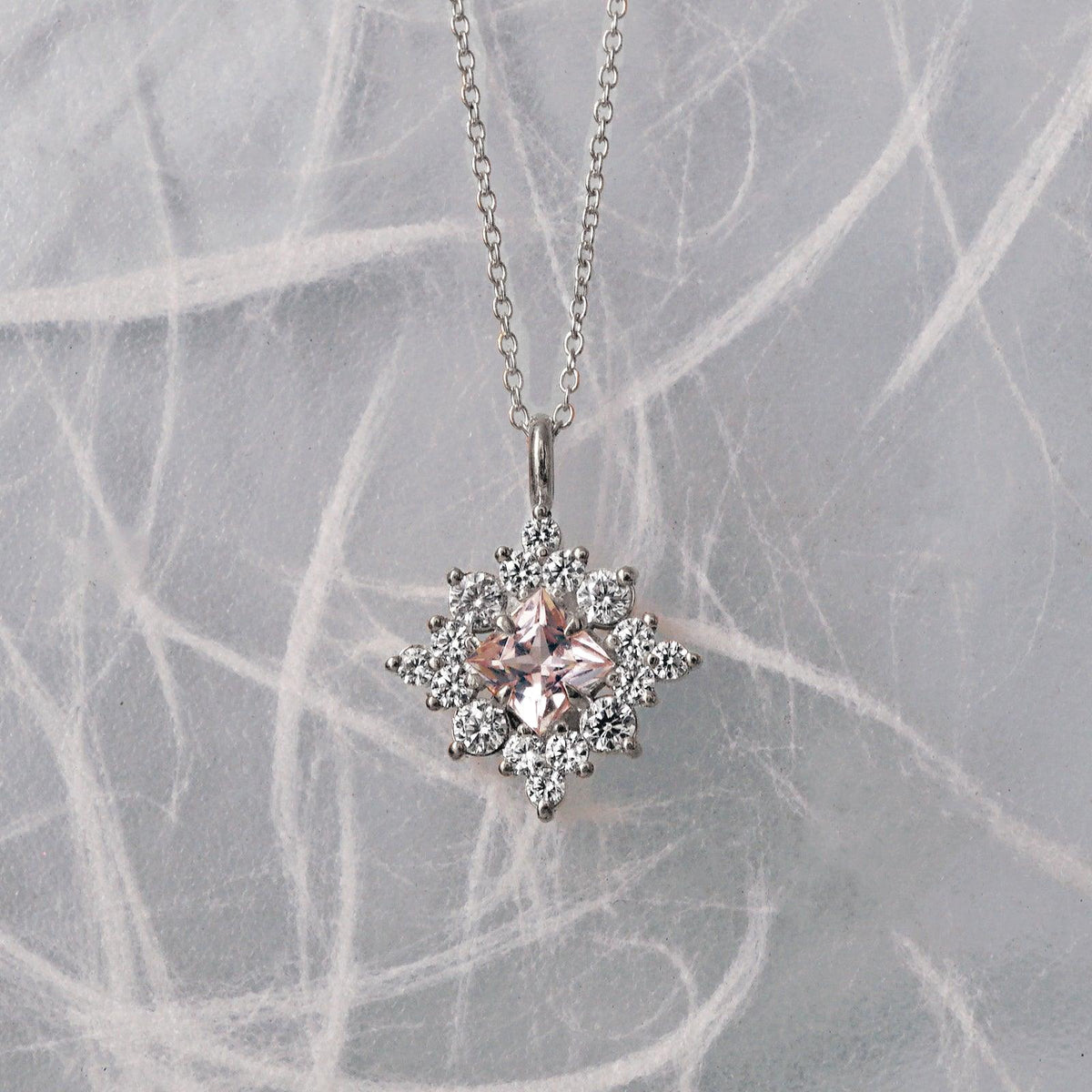 14K Aphrodite Morganite Diamond Necklace - Tippy Taste Jewelry