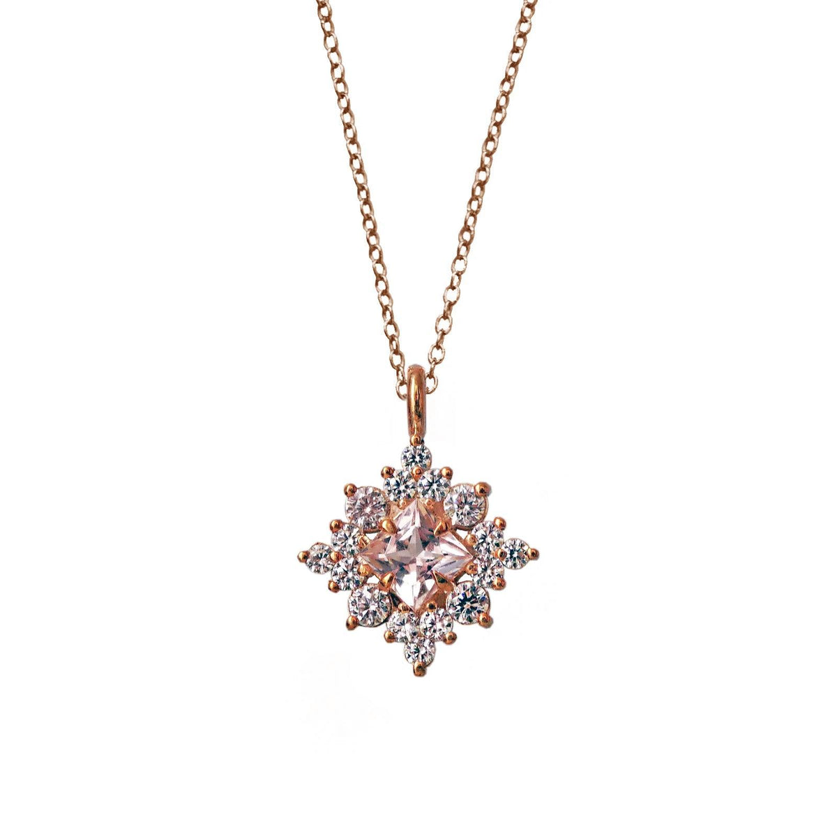 14K Aphrodite  Morganite Diamond Necklace