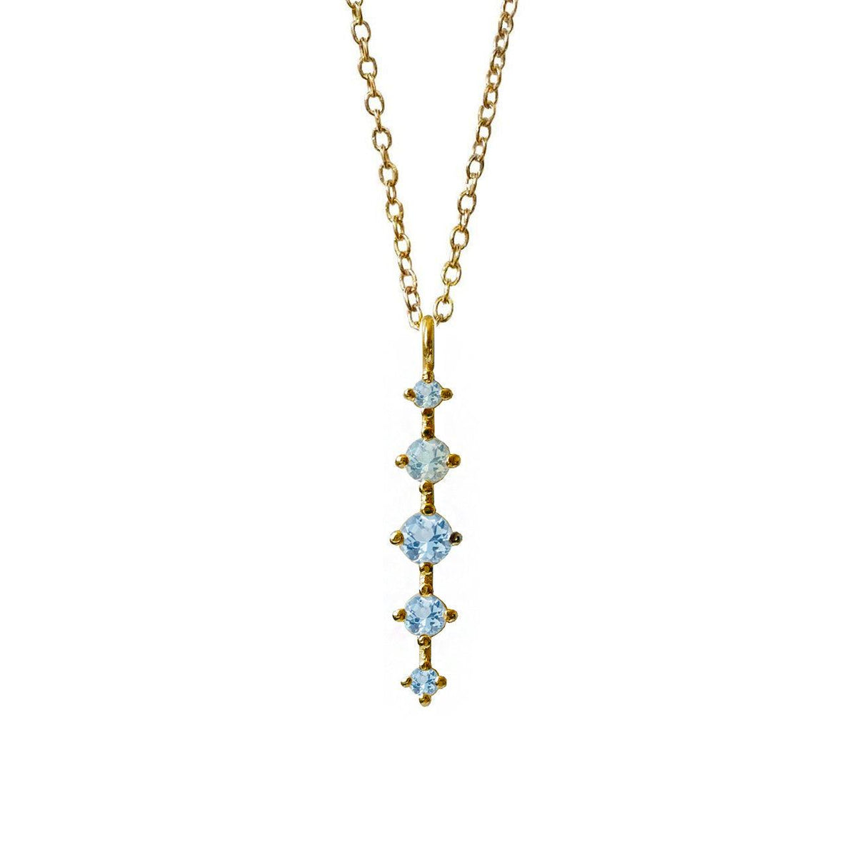 14K Aquamarine Waterfall Necklace - Tippy Taste Jewelry