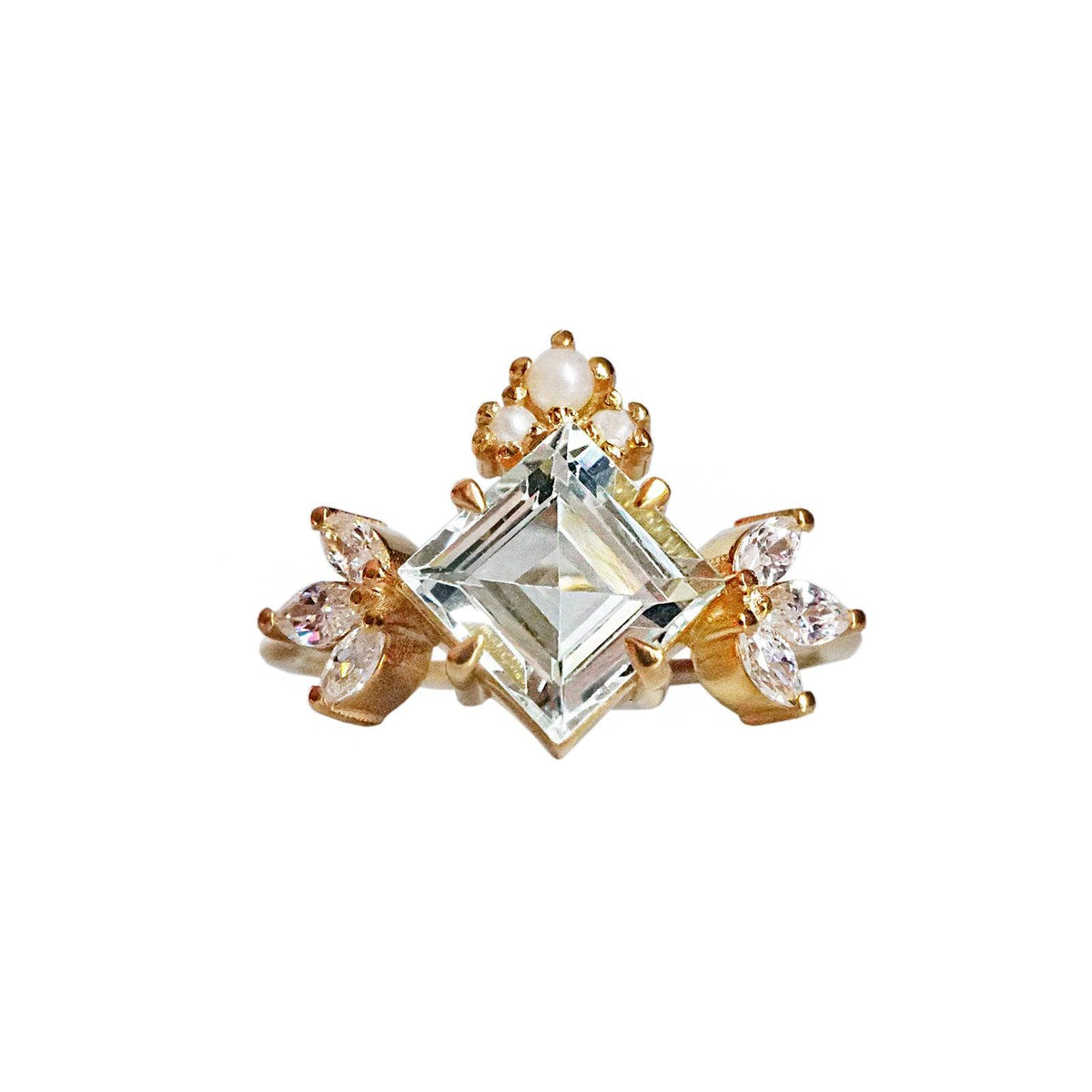 14K Aquamarine Pearl Lady Ring - Tippy Taste Jewelry