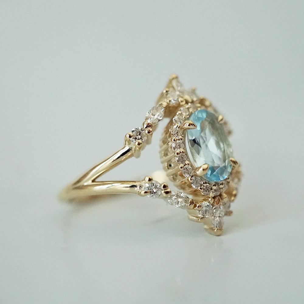 Aquamarine Ocean Diamond Ring in 14K and 18K Gold - Tippy Taste Jewelry