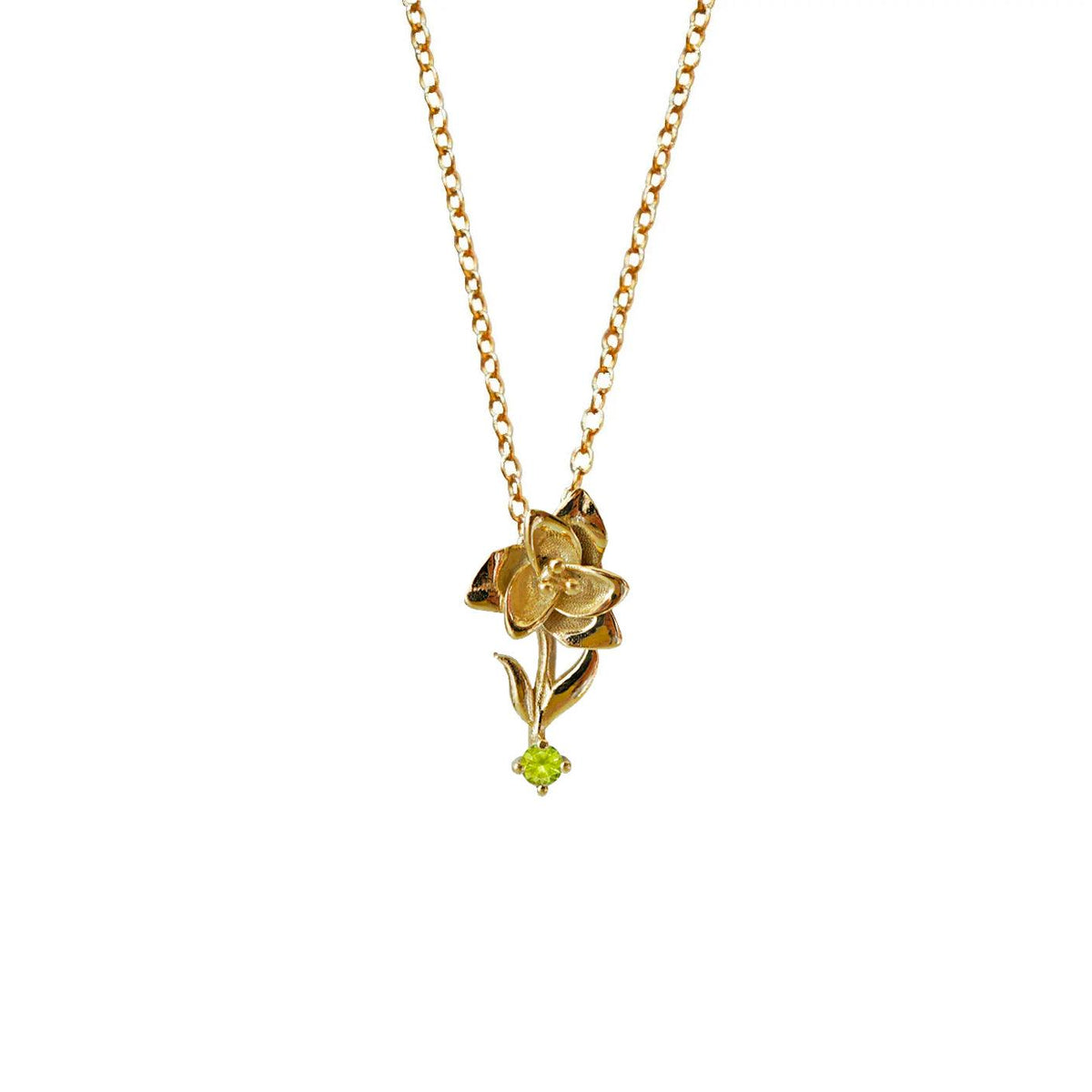 14K August Gladiolus Birth Flower Necklace - Tippy Taste Jewelry