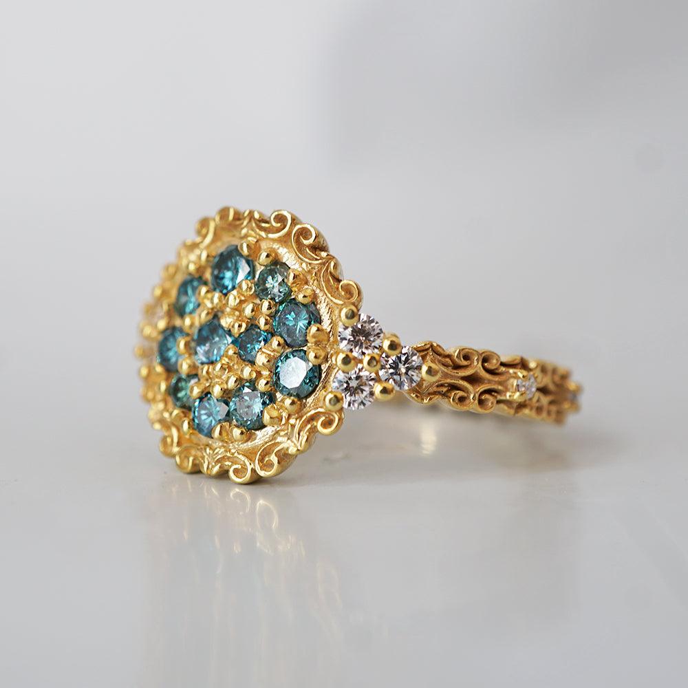 Limited Edition: Apollonian Blue Diamond Ring in 14K and 18K Gold