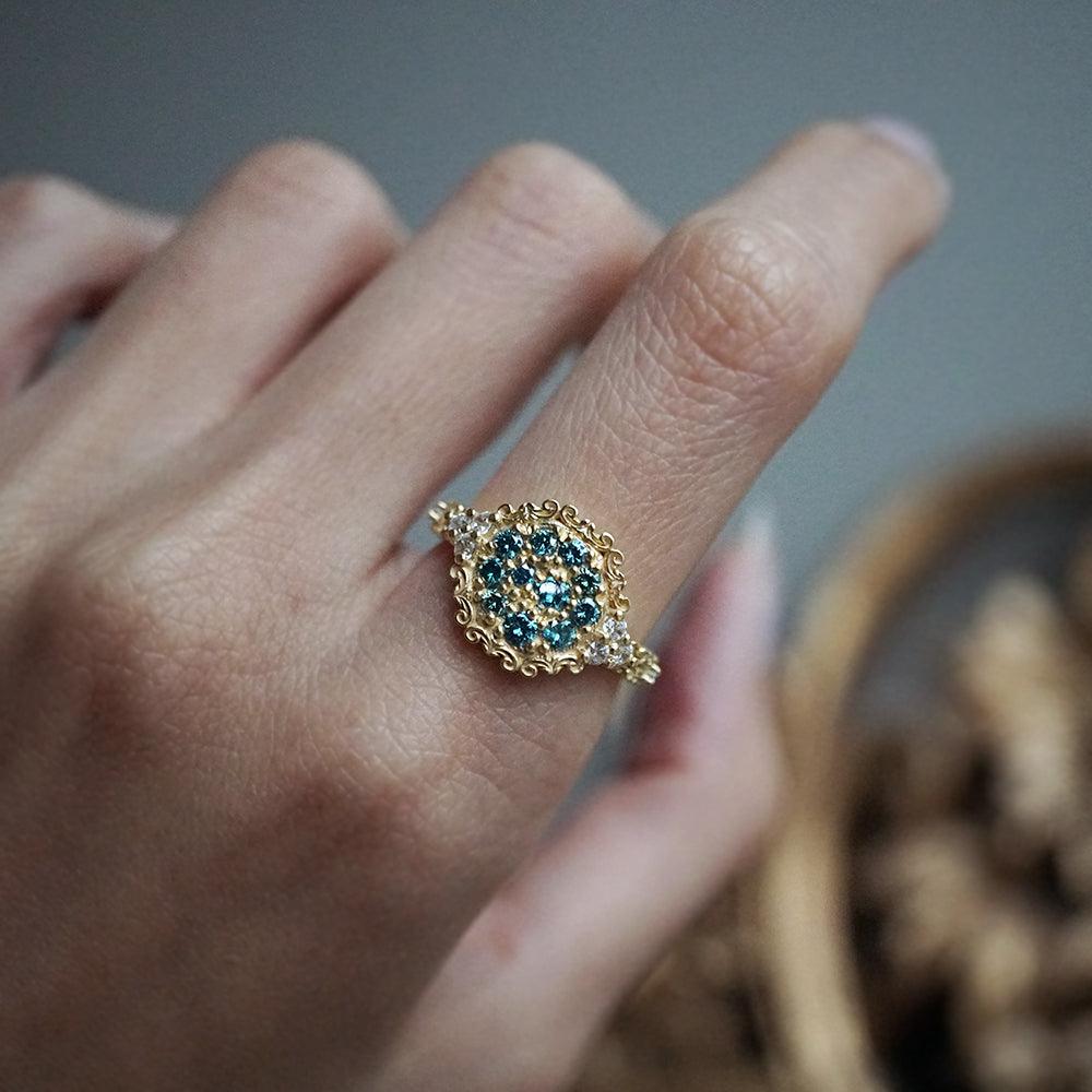 Limited Edition: Apollonian Blue Diamond Ring in 14K and 18K Gold