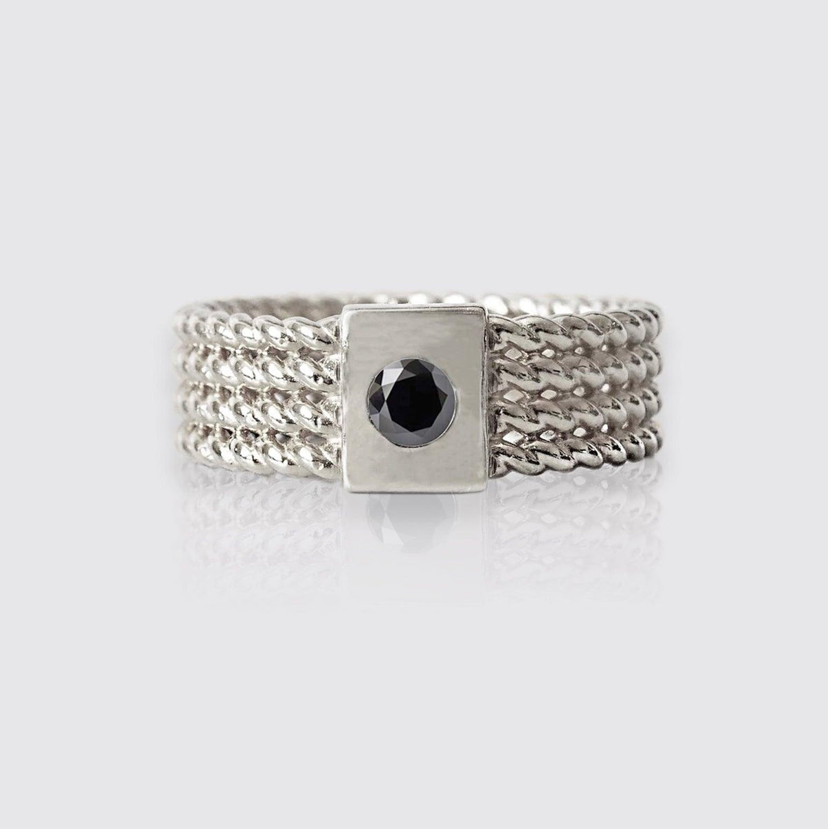 14K Braid Black Diamond Ring, 7mm - Tippy Taste Jewelry