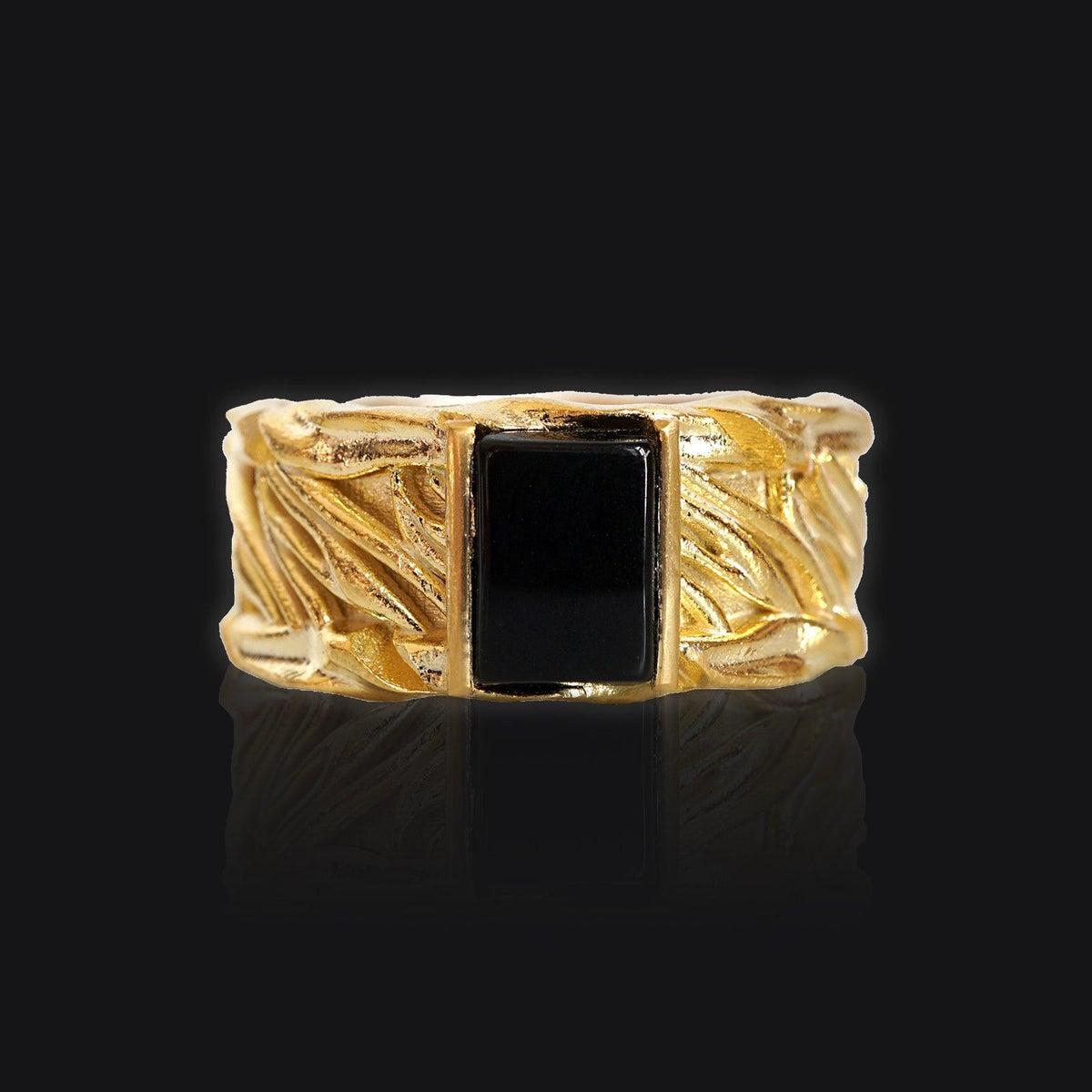 Byzantine Onyx Ring in Sterling Silver and 14K Gold, 9.8mm