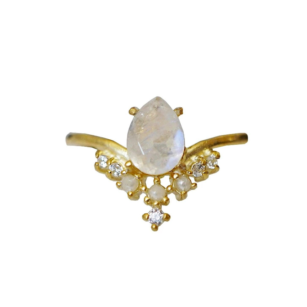 Celestial Moonstone Pearl Ring - Tippy Taste Jewelry