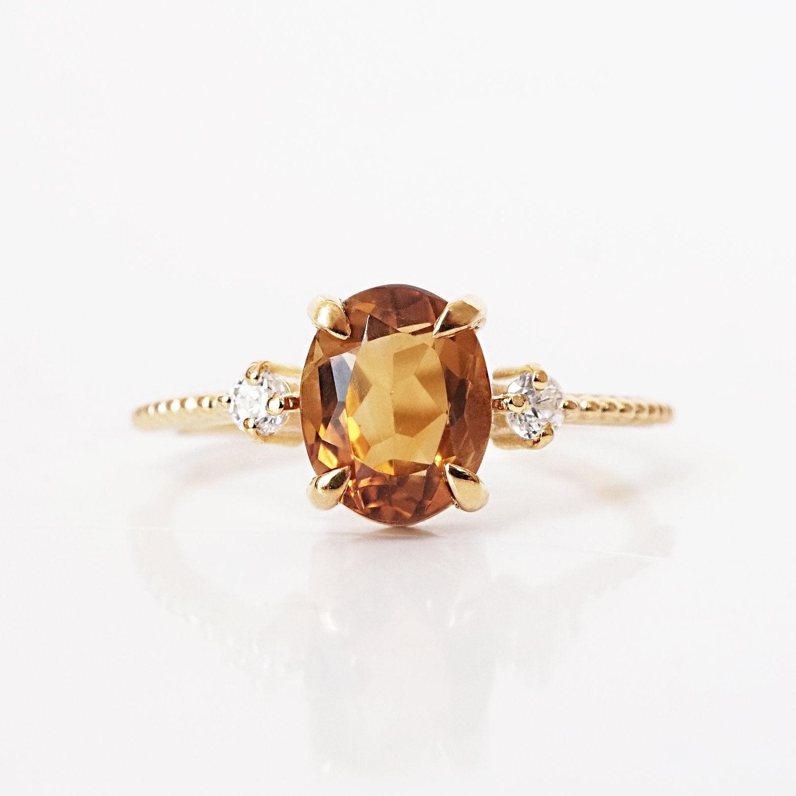 14K Gold Sunrise Citrine Ring with Ciara Band – Golden Gemstone
