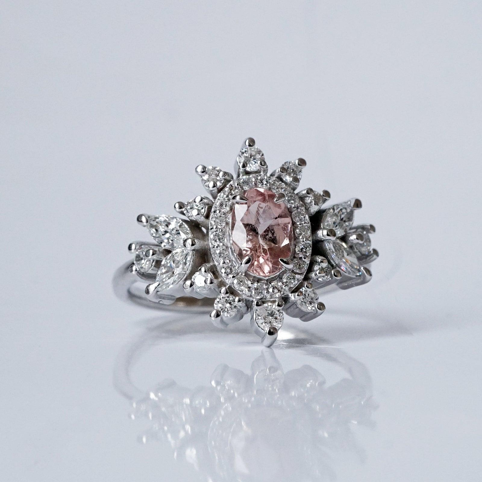 14k White Gold Custom Morganite And Pave Diamond Engagement Ring #102749 -  Seattle Bellevue | Joseph Jewelry