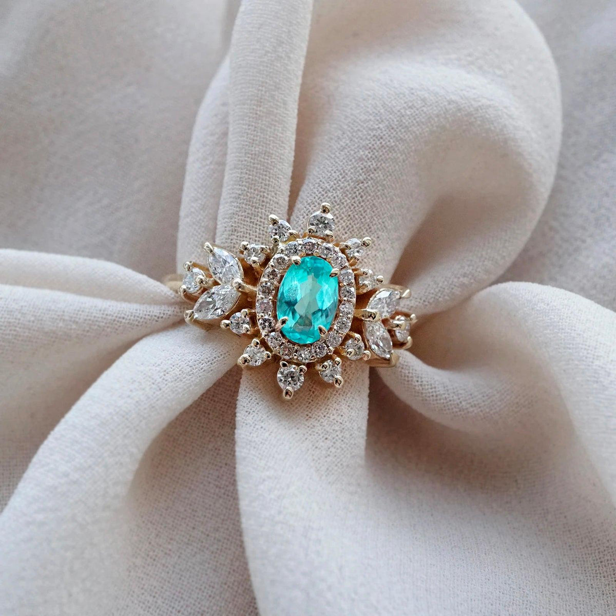 Limited Edition: Coco Tourmaline Paraiba Diamond Ring - Tippy Taste Jewelry