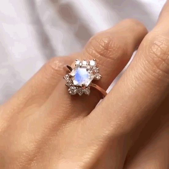 Moonstone Rosie Diamond Ring in 14K and 18K Gold - Tippy Taste Jewelry