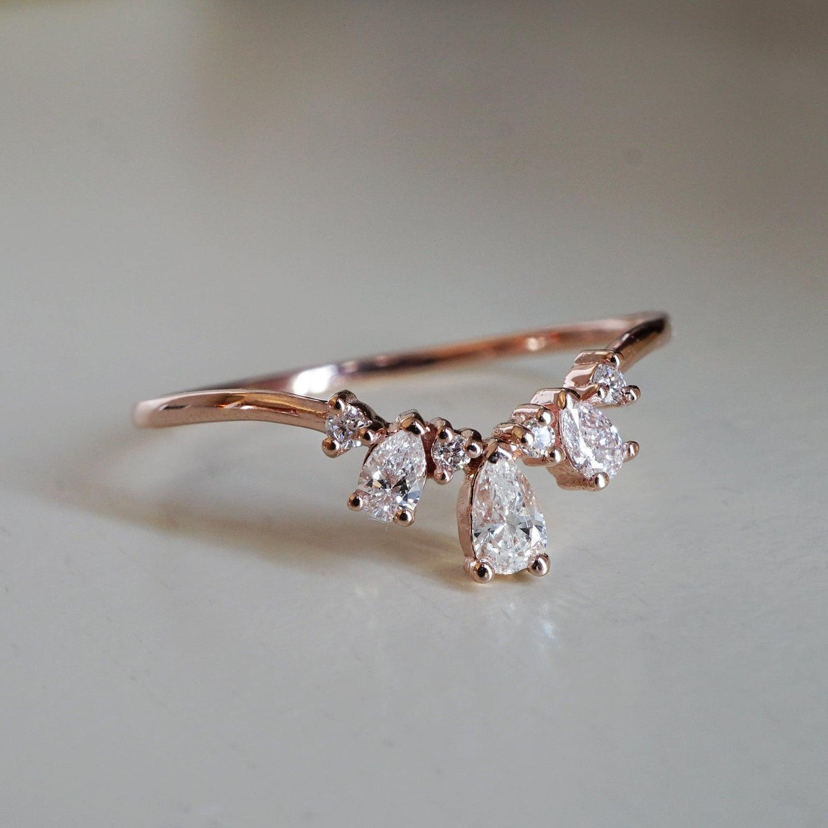 14K and 18K Dew Drop Pear Ring