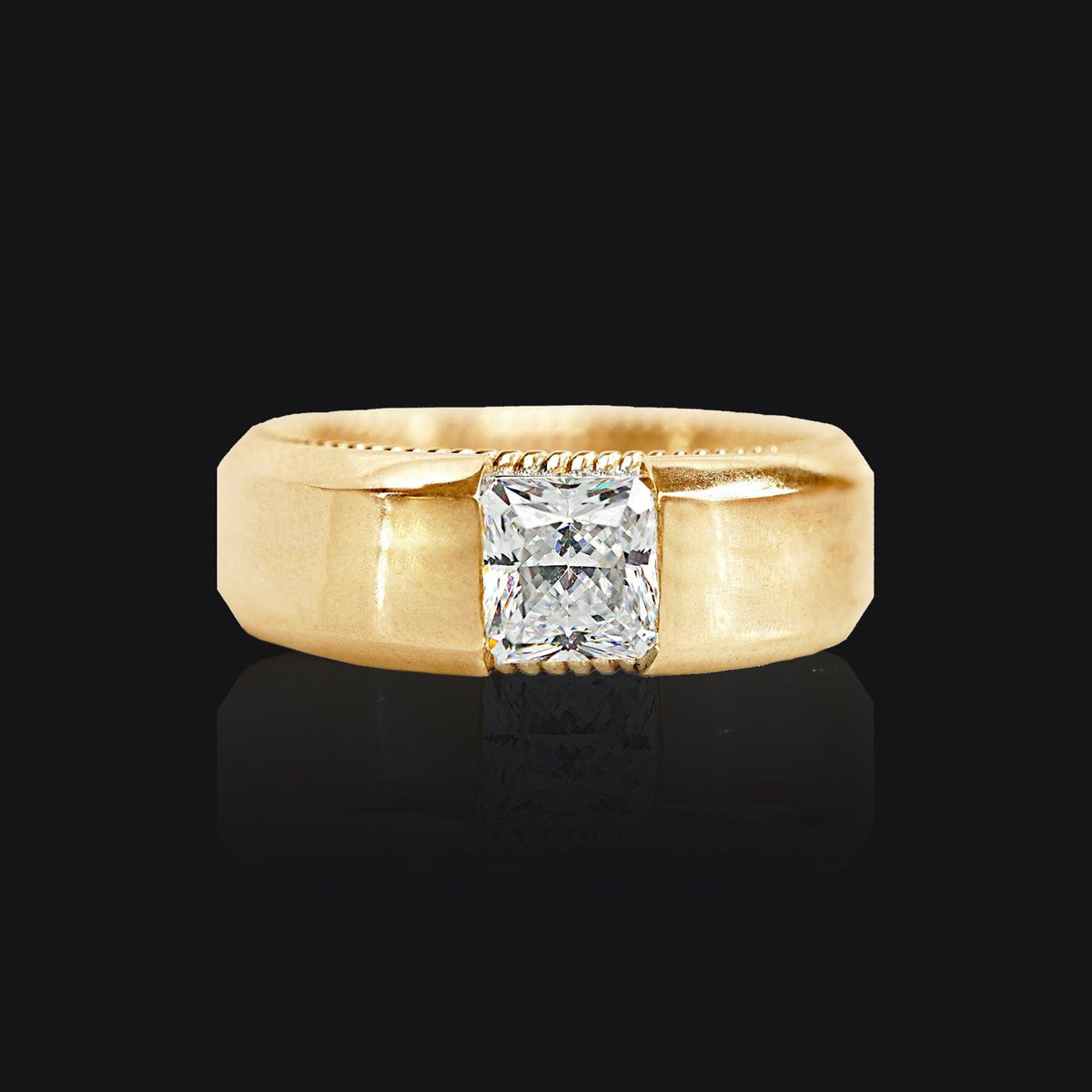 One Of A Kind: Diamond Bevel Ring in 14K Gold, 0.99ct