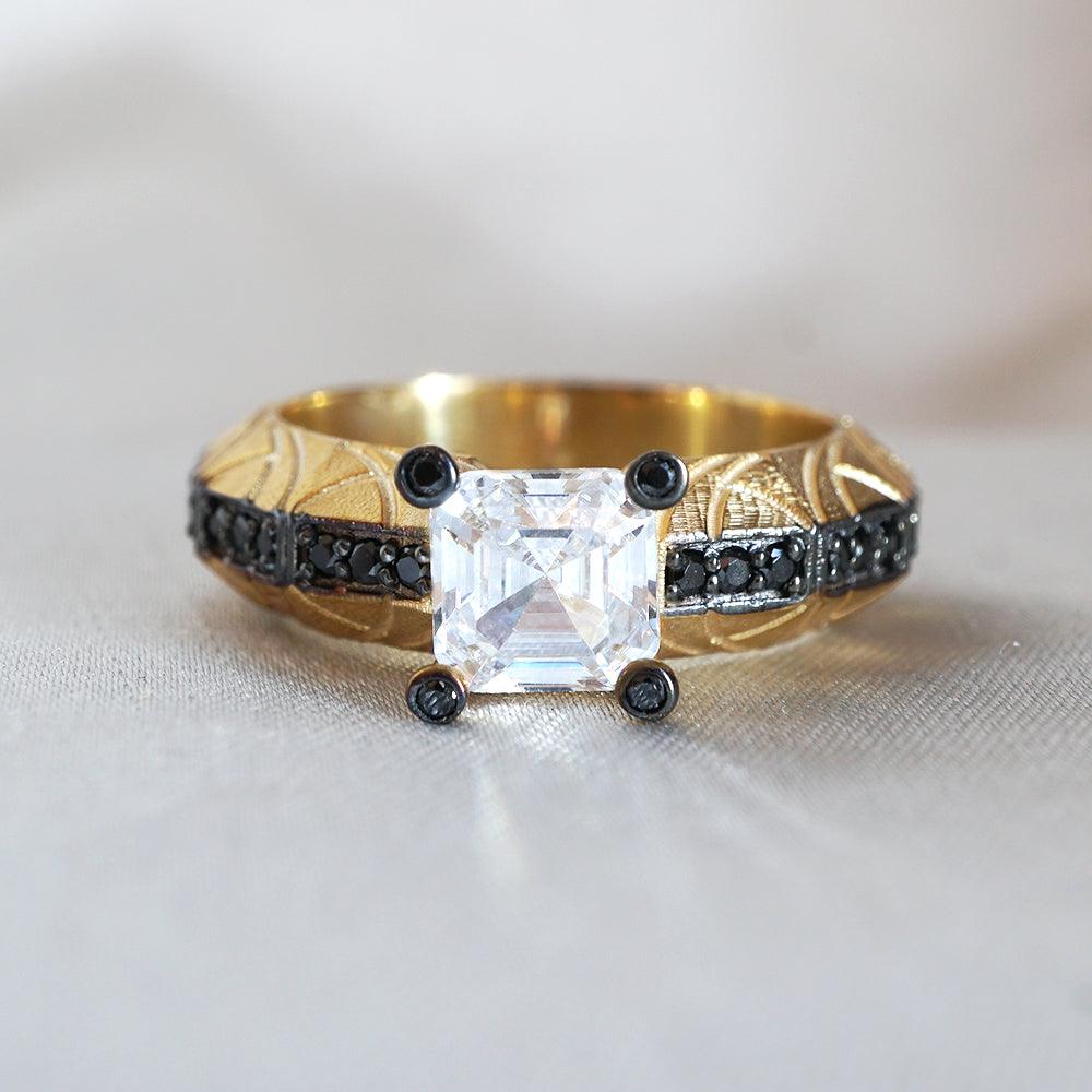 Gothic Flawless Asscher Ring in size 6