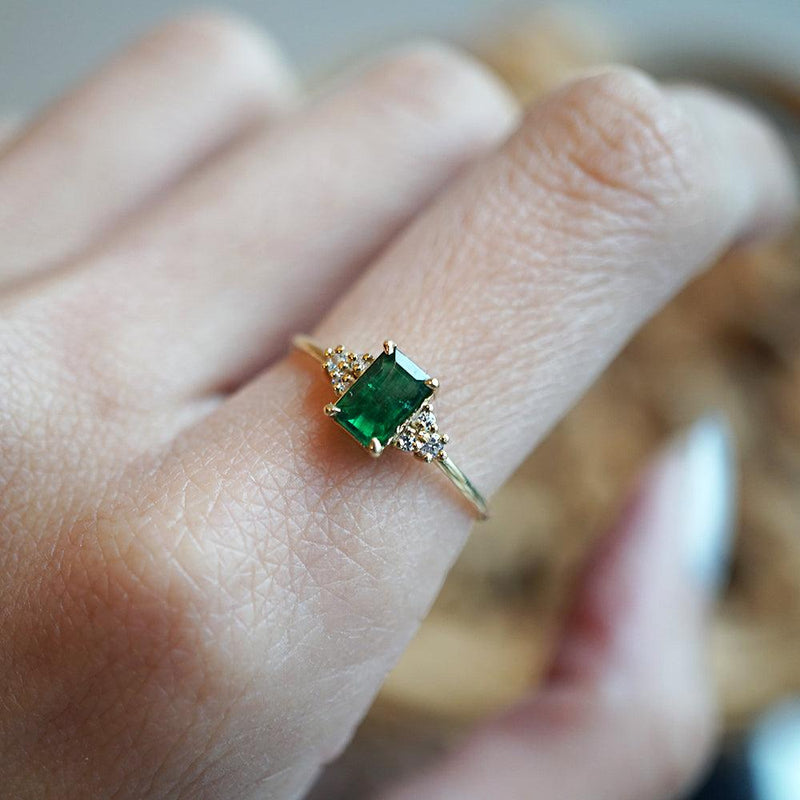 14K Emerald Hermes Diamond Ring - Tippy Taste Jewelry