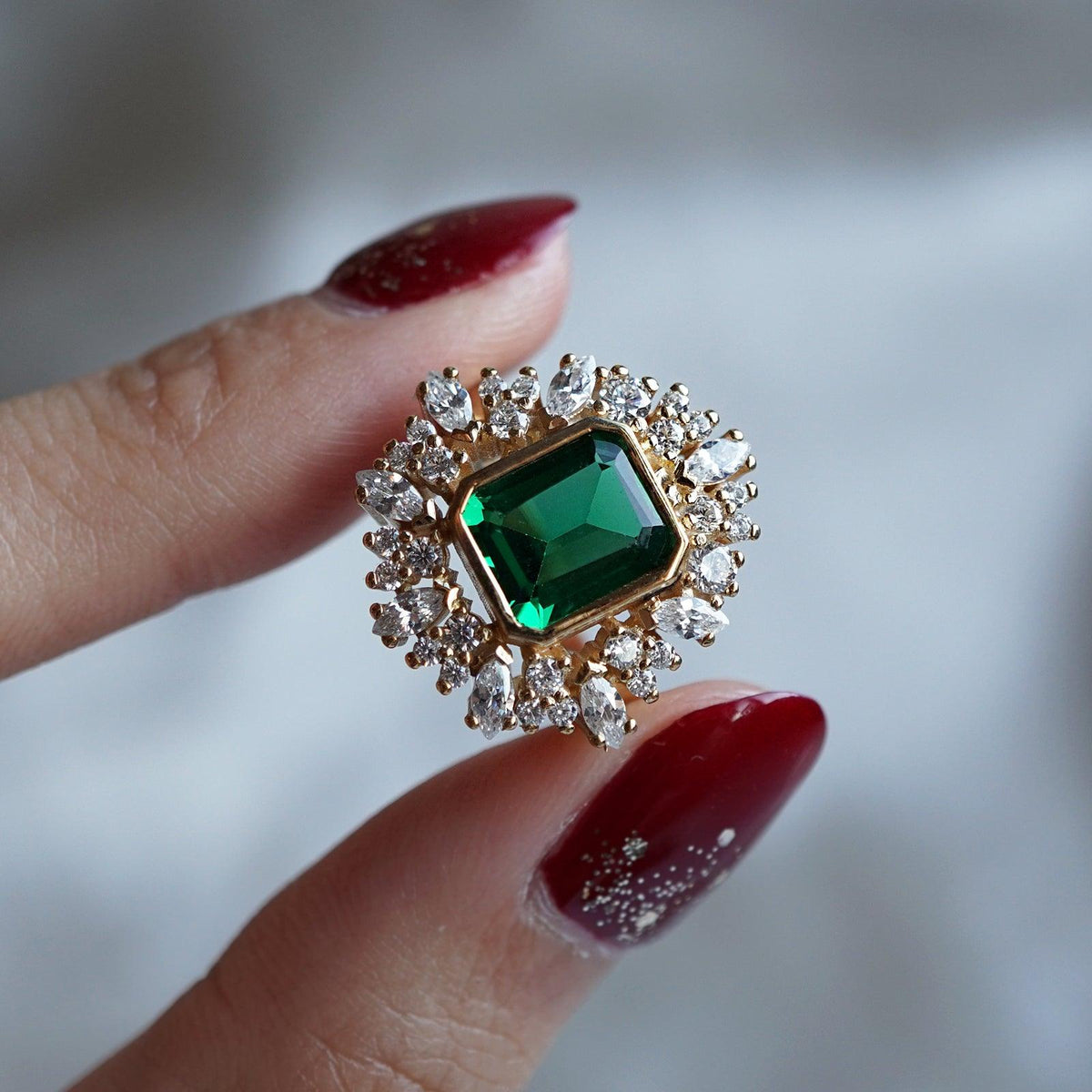 Forbidden Garden Emerald Diamond Ring in 14K and 18K Gold