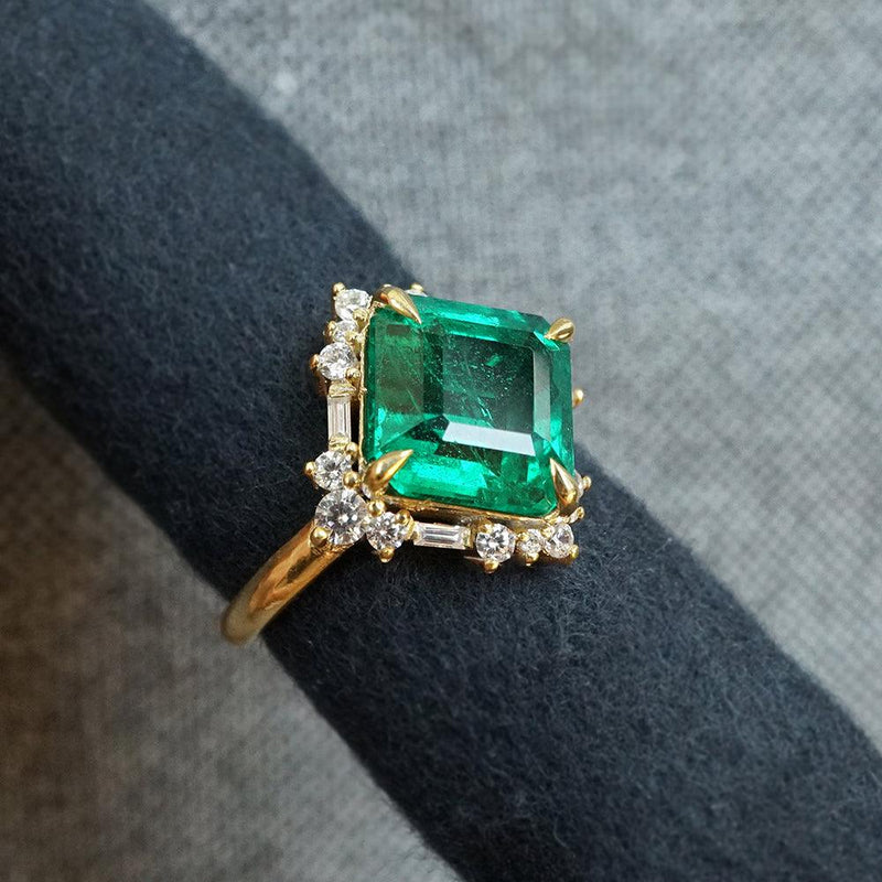 Her Highness Emerald Diamond Ring in 14K and 18K Gold, 5.37ct – Tippy ...