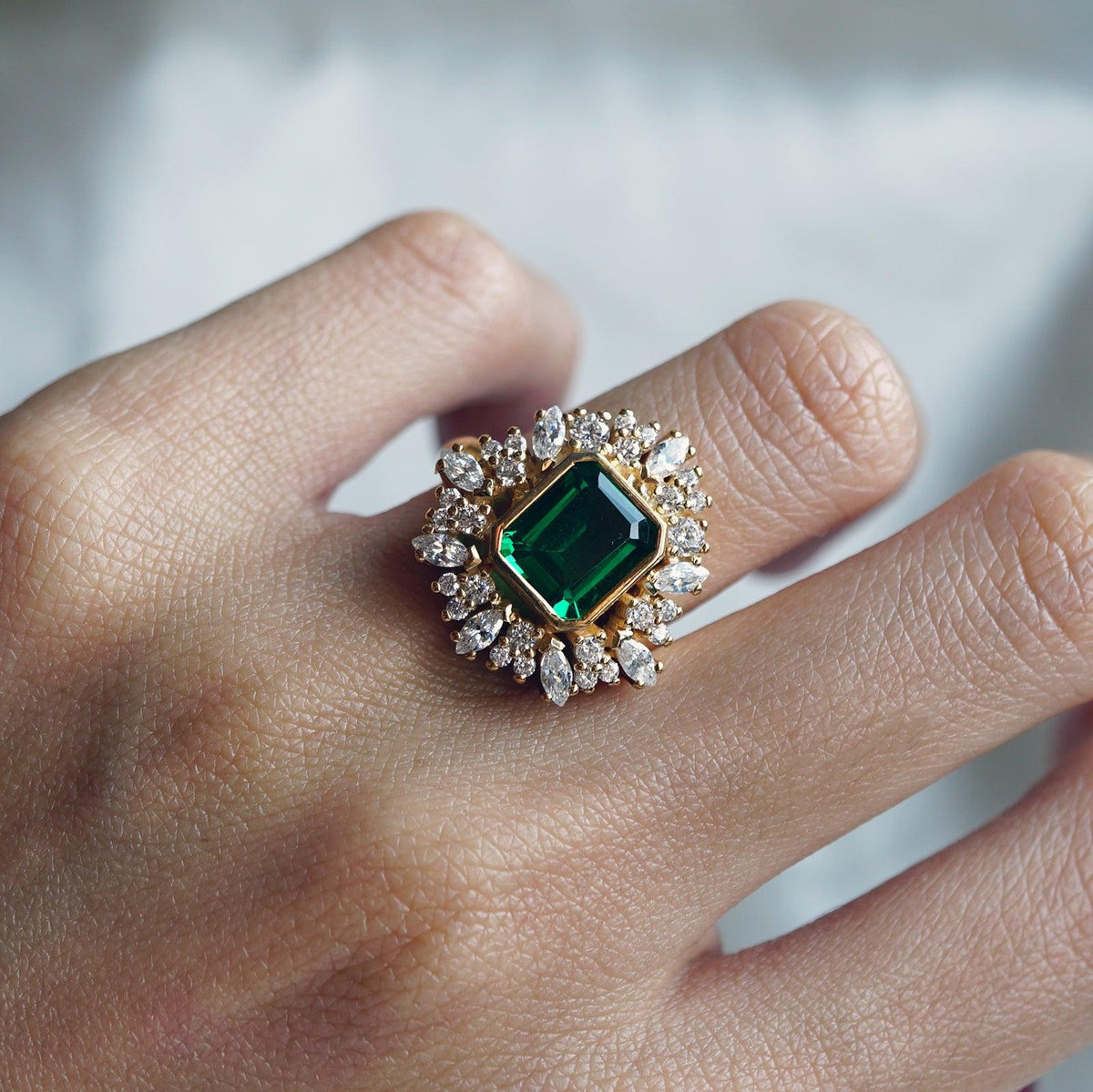 Forbidden Garden Emerald Diamond Ring in 14K and 18K Gold