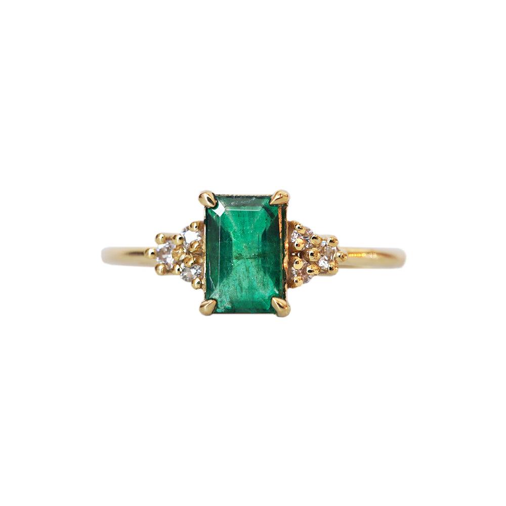 14K Emerald Hermes Diamond Ring - Tippy Taste Jewelry