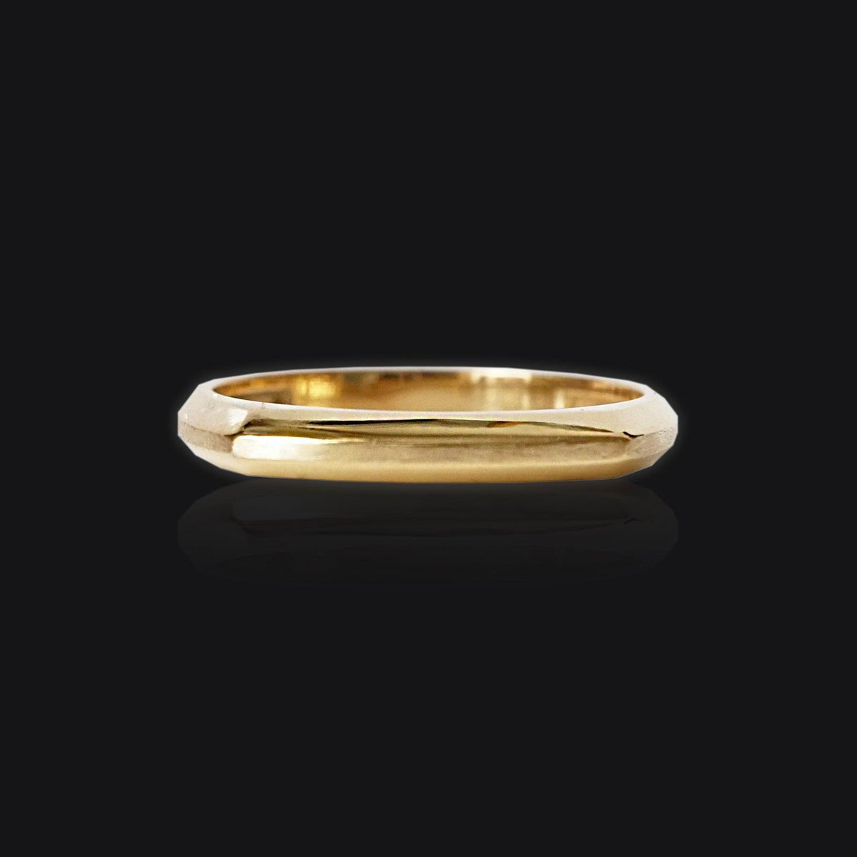 Faceted Ring Band in 14K and 18K Gold, 3mm - Tippy Taste Jewelry