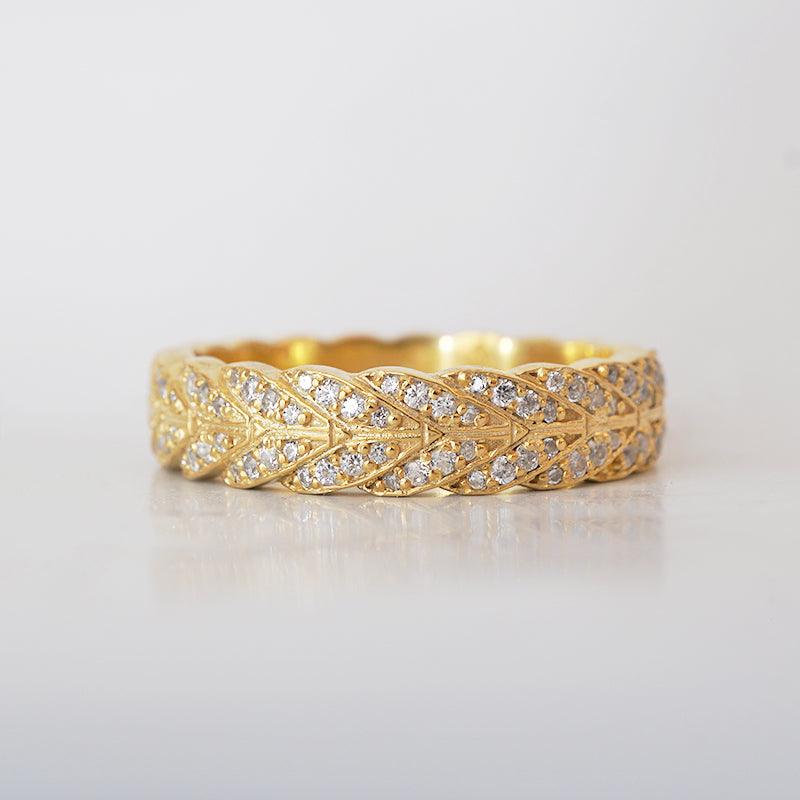 Feather Diamond Ring in 14K and 18K Gold