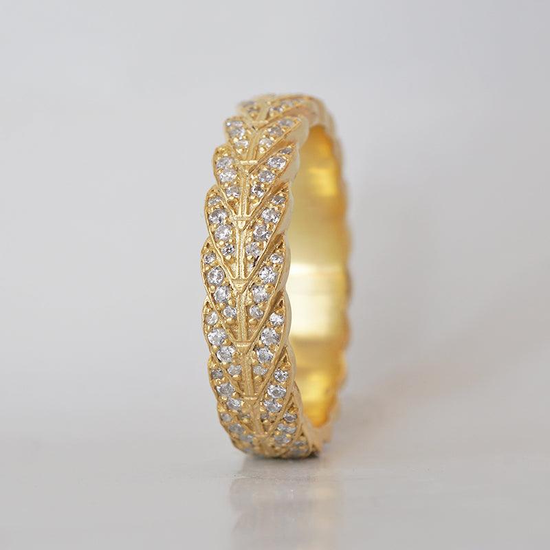 Feather Diamond Ring in 14K and 18K Gold - Tippy Taste Jewelry