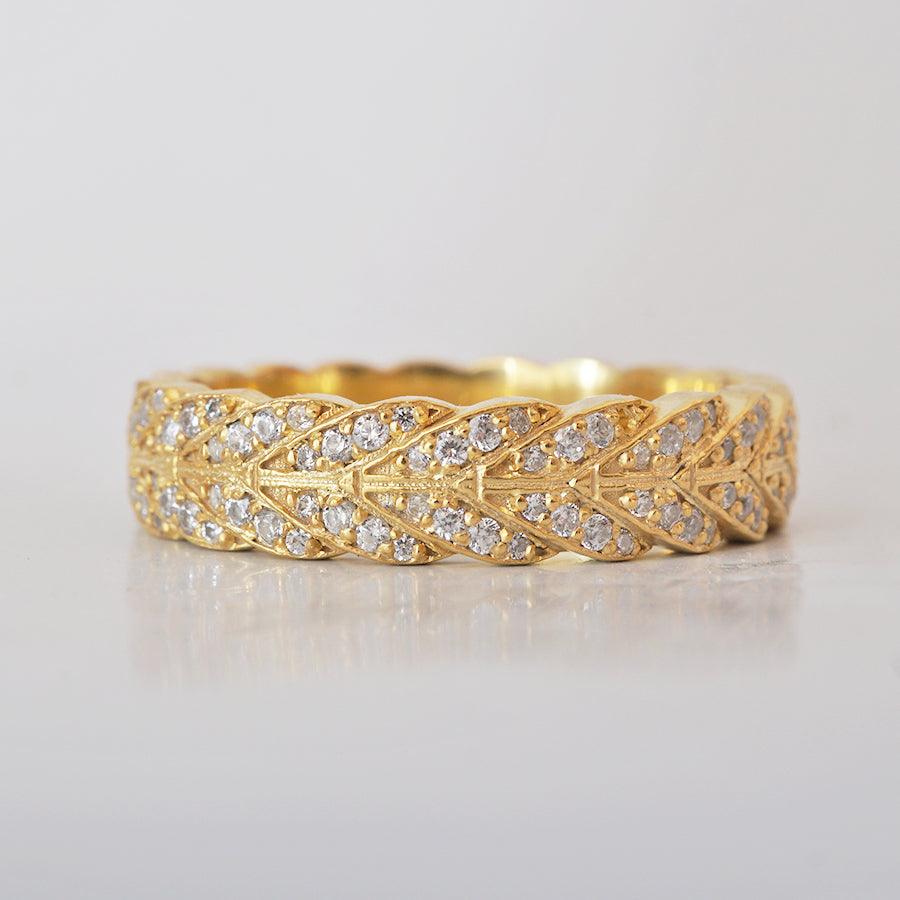 Feather Diamond Ring in 14K and 18K Gold - Tippy Taste Jewelry