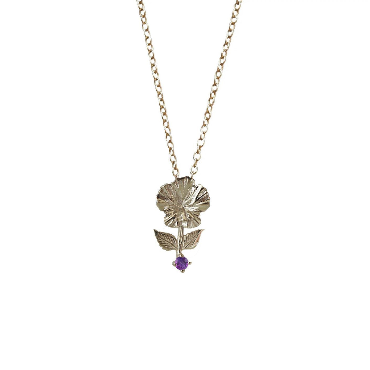 14K February Violet Birth Flower Necklace - Tippy Taste Jewelry