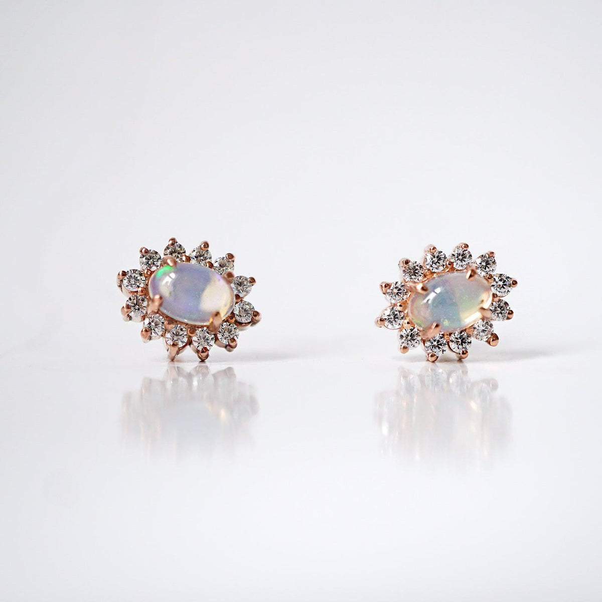 14K Opal Flowerburst Studs - Tippy Taste Jewelry