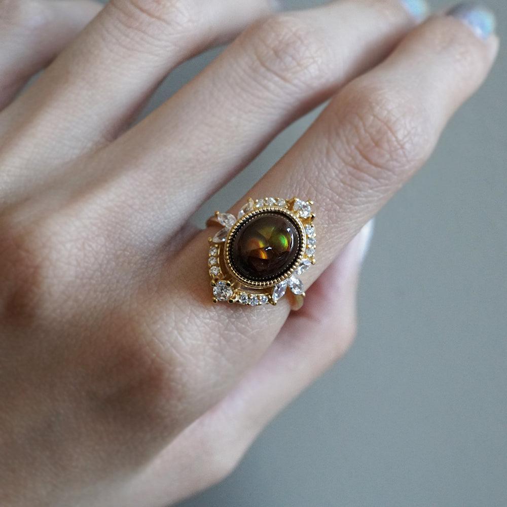 One Of A Kind: Fire Agate Bella Diamond Ring
