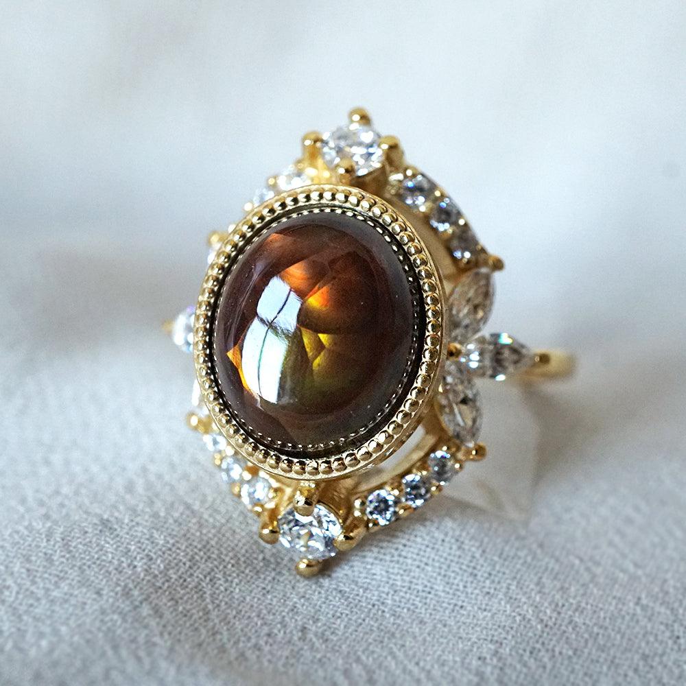 One Of A Kind: Fire Agate Bella Diamond Ring