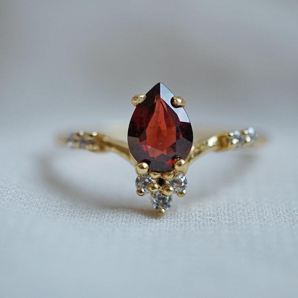 Garnet Blossom Ring - Tippy Taste Jewelry