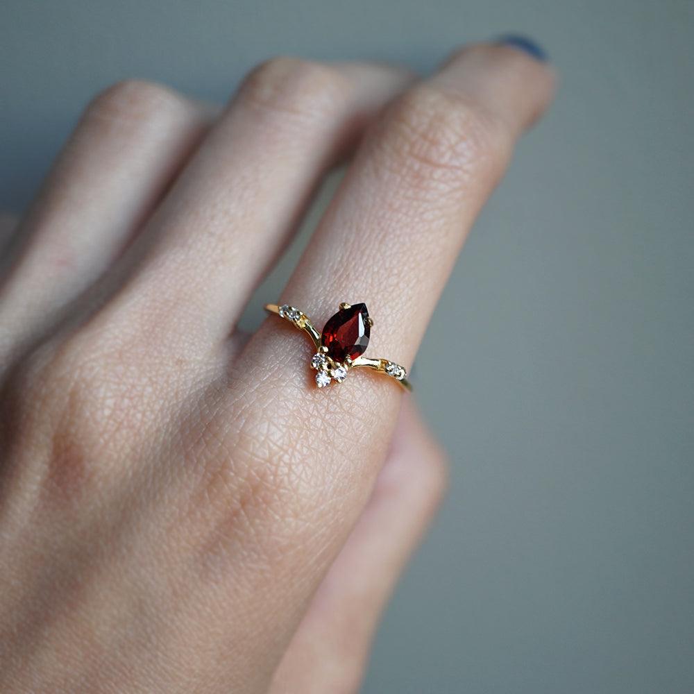 Garnet Blossom Ring