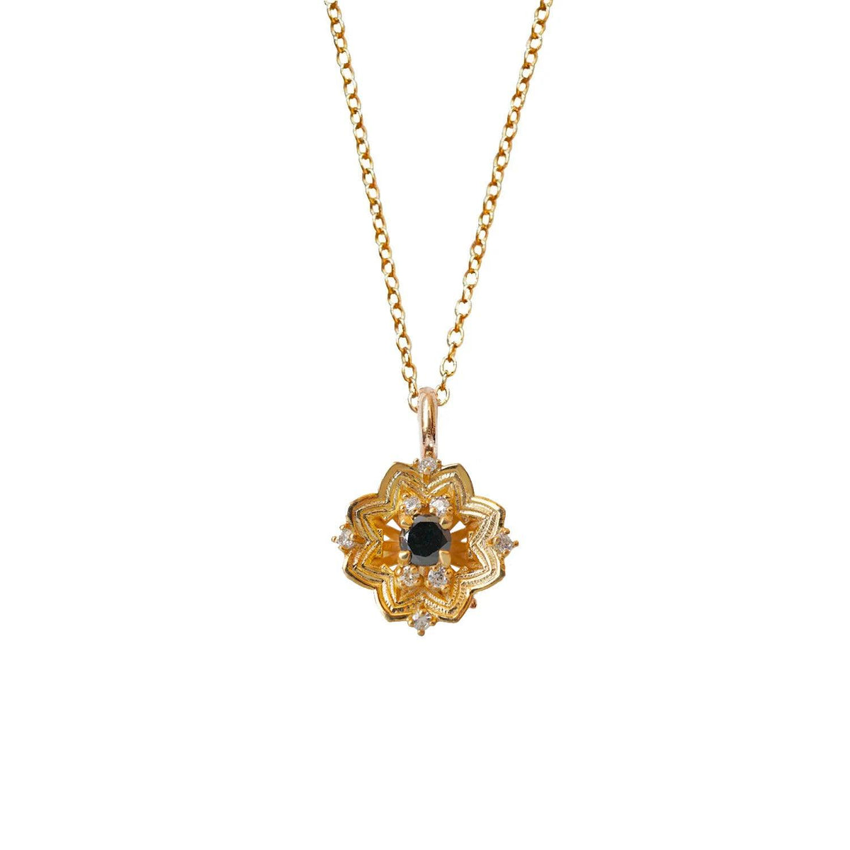 Gothic Rose Window Black Diamond Necklace - Tippy Taste Jewelry