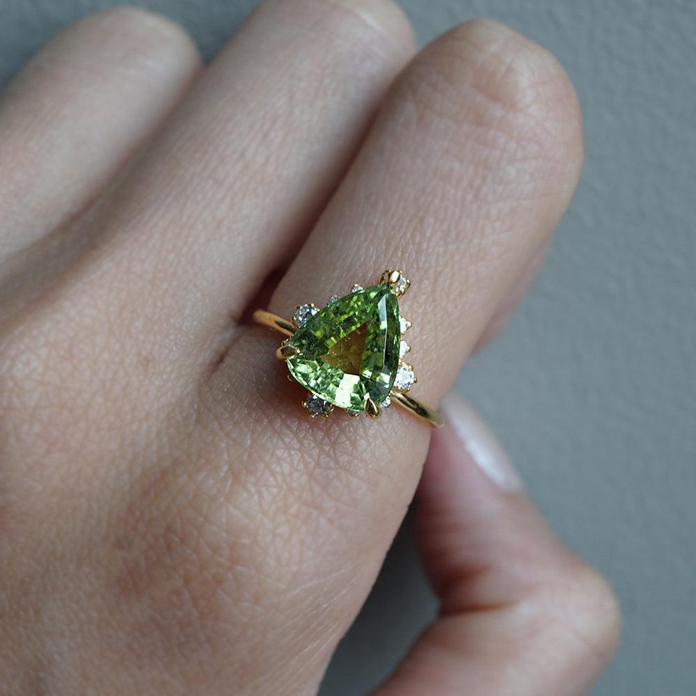 One Of A Kind: 14K Flora Green Tourmaline Diamond Ring